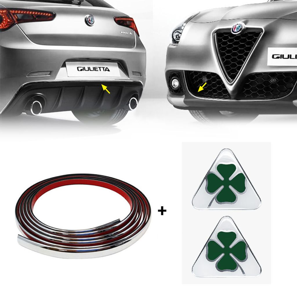 Profil Chrom Aufkleber Full + Grünes Viereck 3D für Alfa Romeo Giulietta