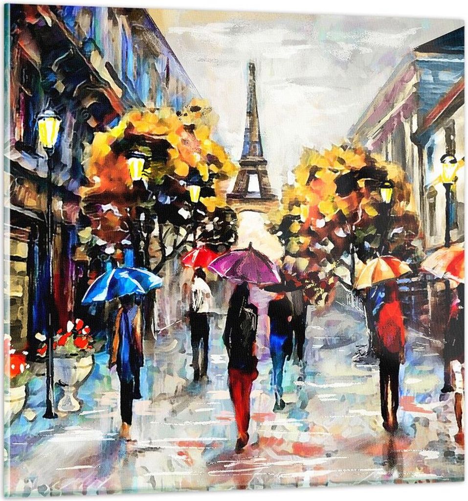 Bilder auf glas - Paris Stadt Zuhause - 70x70cm - Glasbilder - Wandbilder - Kunstdruck - zum Aufhängen bereit - Wanddekoration aus Glas - Glas Bil...