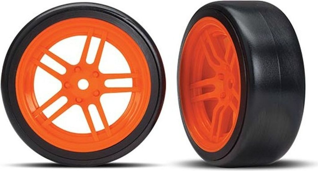 Traxxas Rad 1,9", Felge Split-Spoke orange, Reifen Drift (2) (vorne)