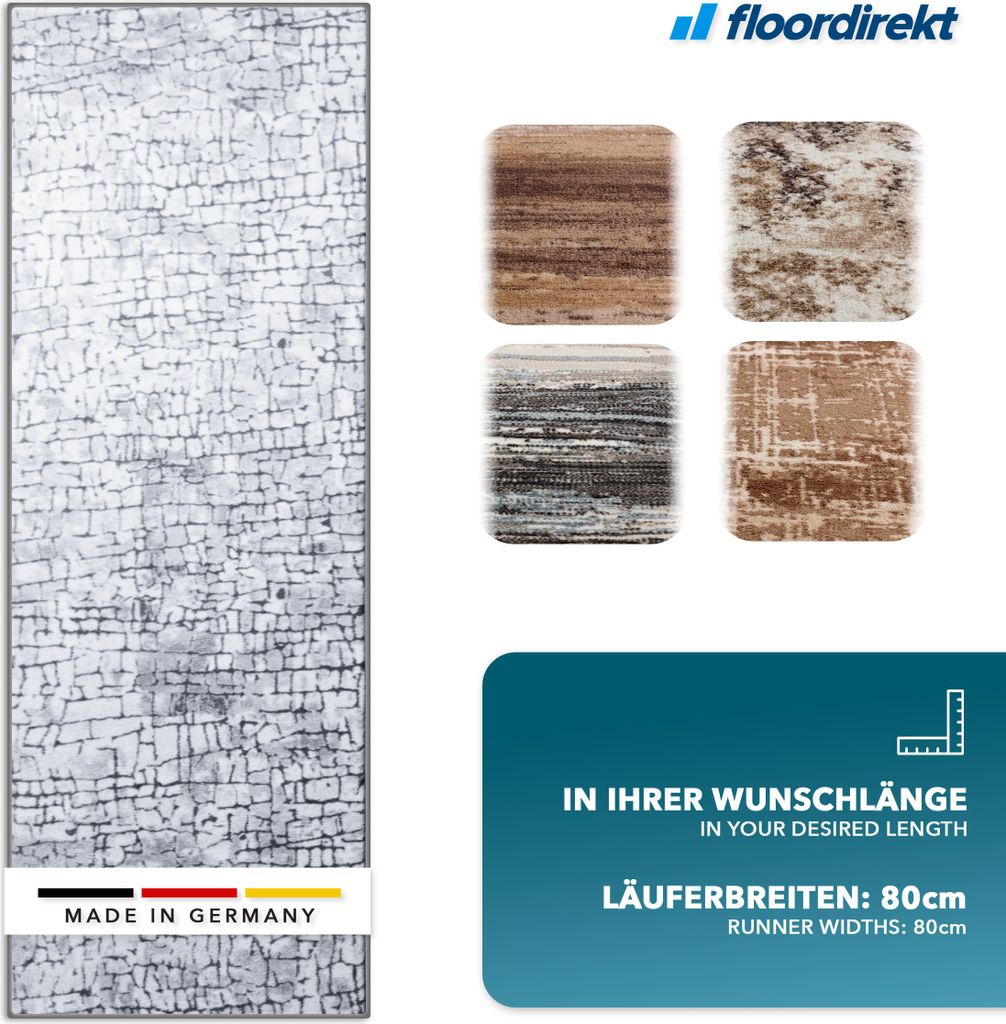 Wohnteppich Aqua rutschfest robust & pflegeleicht 80x600 cm Produktbild 4
