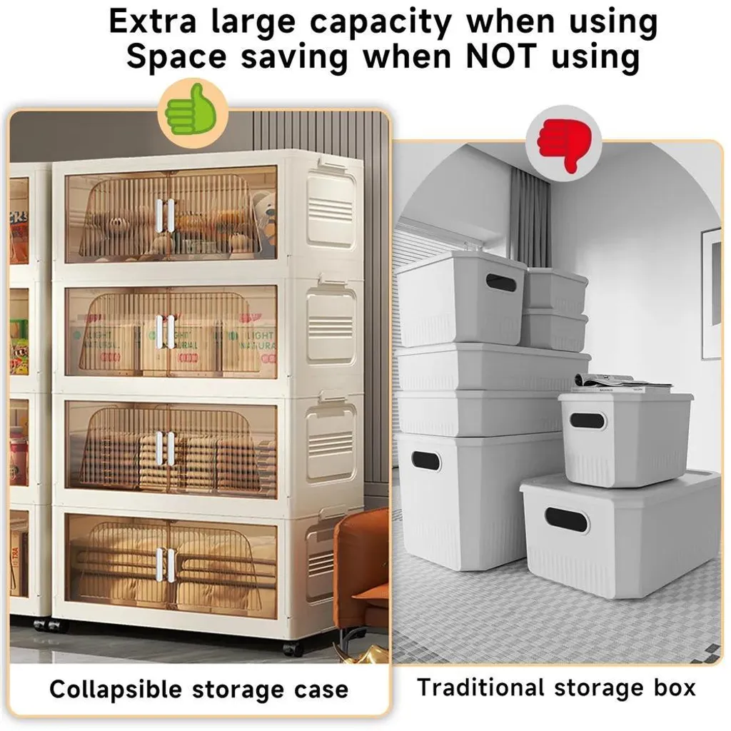 Meuble de rangement sans assemblage pliable et empilable 4 compartiments - 3