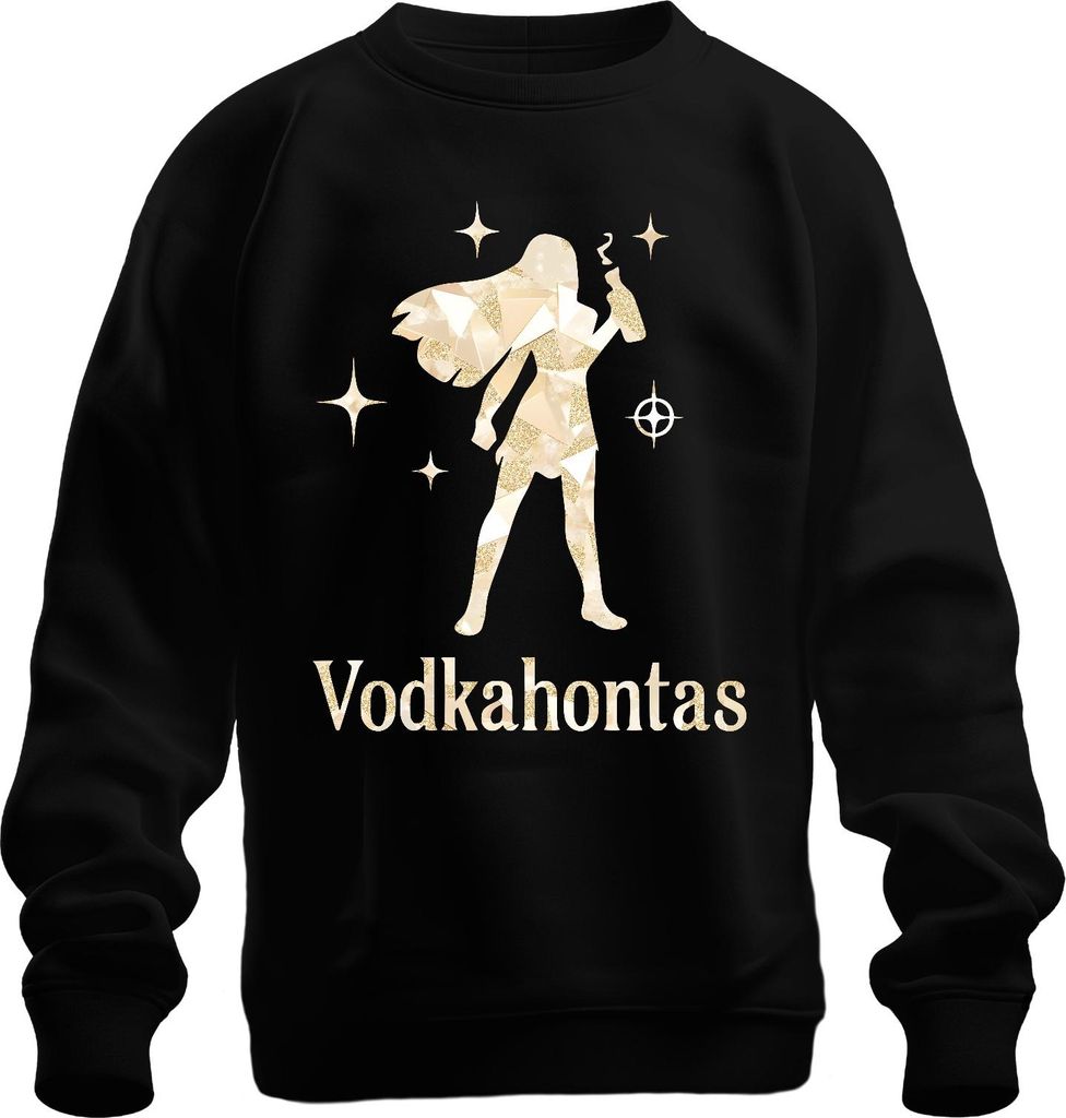 Vodkahontas Witzig Mädelsabend JGA Cocktail Party Spruch Frauen Uni Sweatshirt Pullover, Schwarz, XL