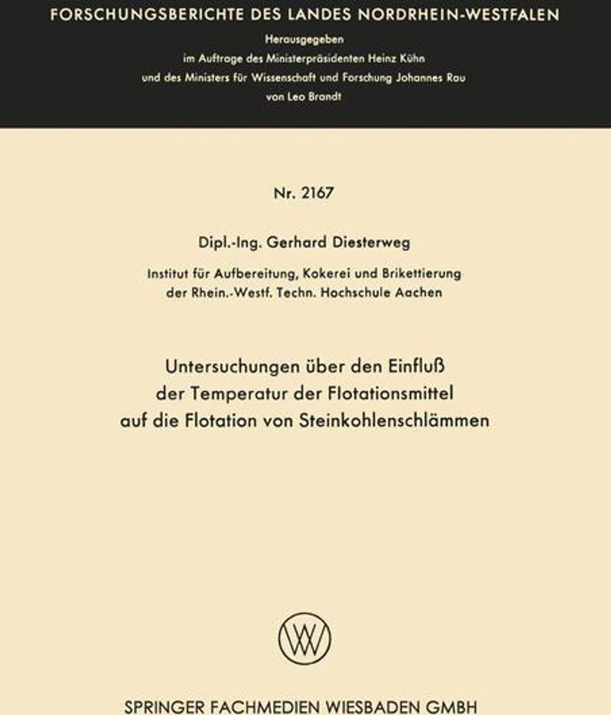 Untersuchungen über den Einfluß der Temperatur der Flotationsmittel auf die Flotation von Steinkohlenschlämmen
