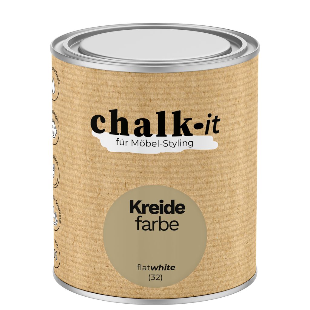 Kreidefarbe Chalk-it (32) Flat White 0,75L Shaby Chic Möbel Holzlack Natur Vintage Möbellack