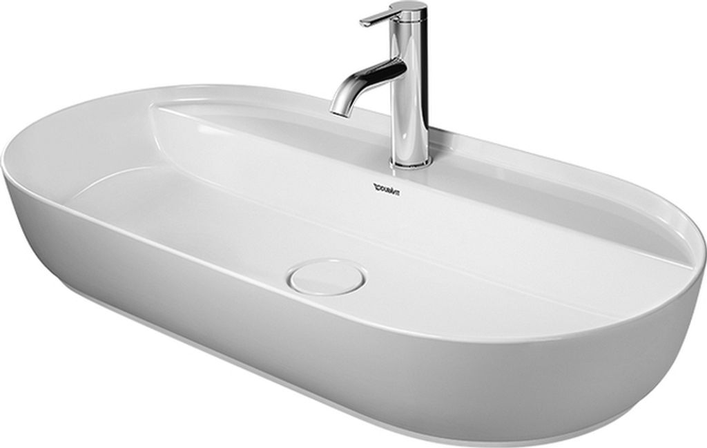 Duravit Aufsatzbecken LUV ohne Überlauf, mit Hahnlochbank, 800 x 400 mm, 1 Hahnloch grau seidenmatt
