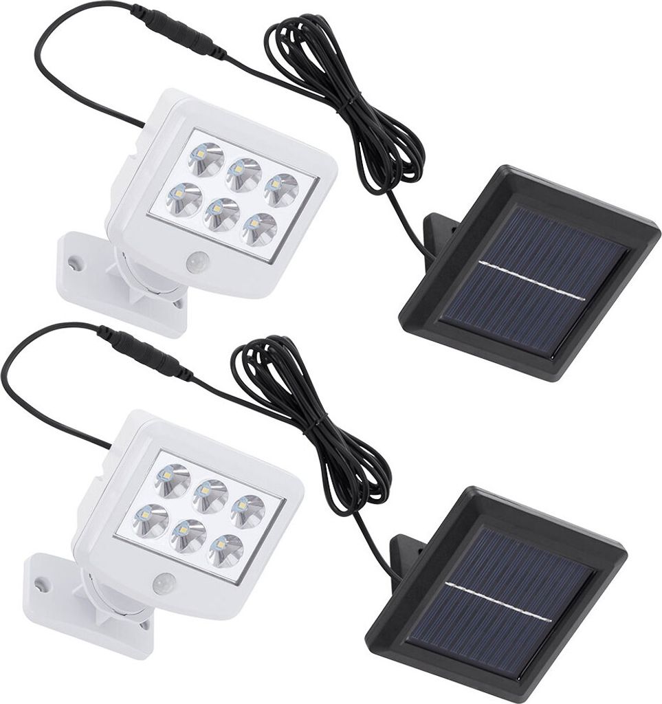 2er Set LED Solarleuchte, weiß, beweglicher Spot, Bewegungsmelder