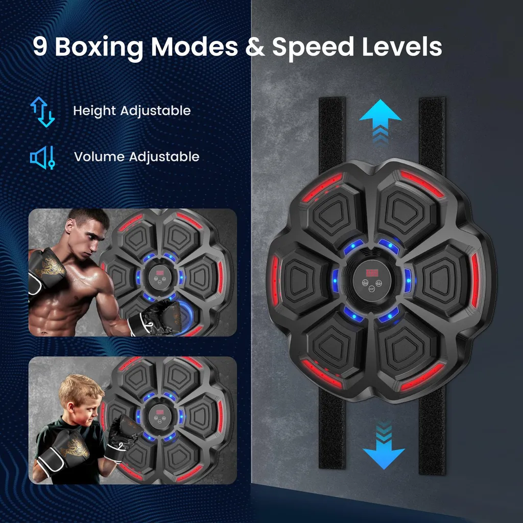 Machine de Boxe Bluetooth à 9 Vitesses - Cible LED avec Compteur de Coups - 8