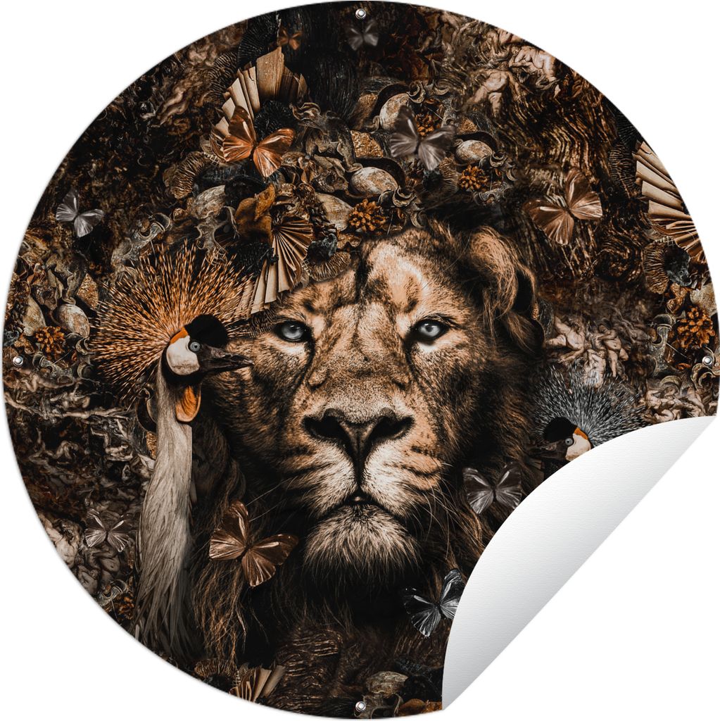 MuchoWow Gartenposter Outdoor-Poster Rund Tiere - Schmetterlinge - Vögel Ø 150 cm Gartendeko Rundes Poster draußen