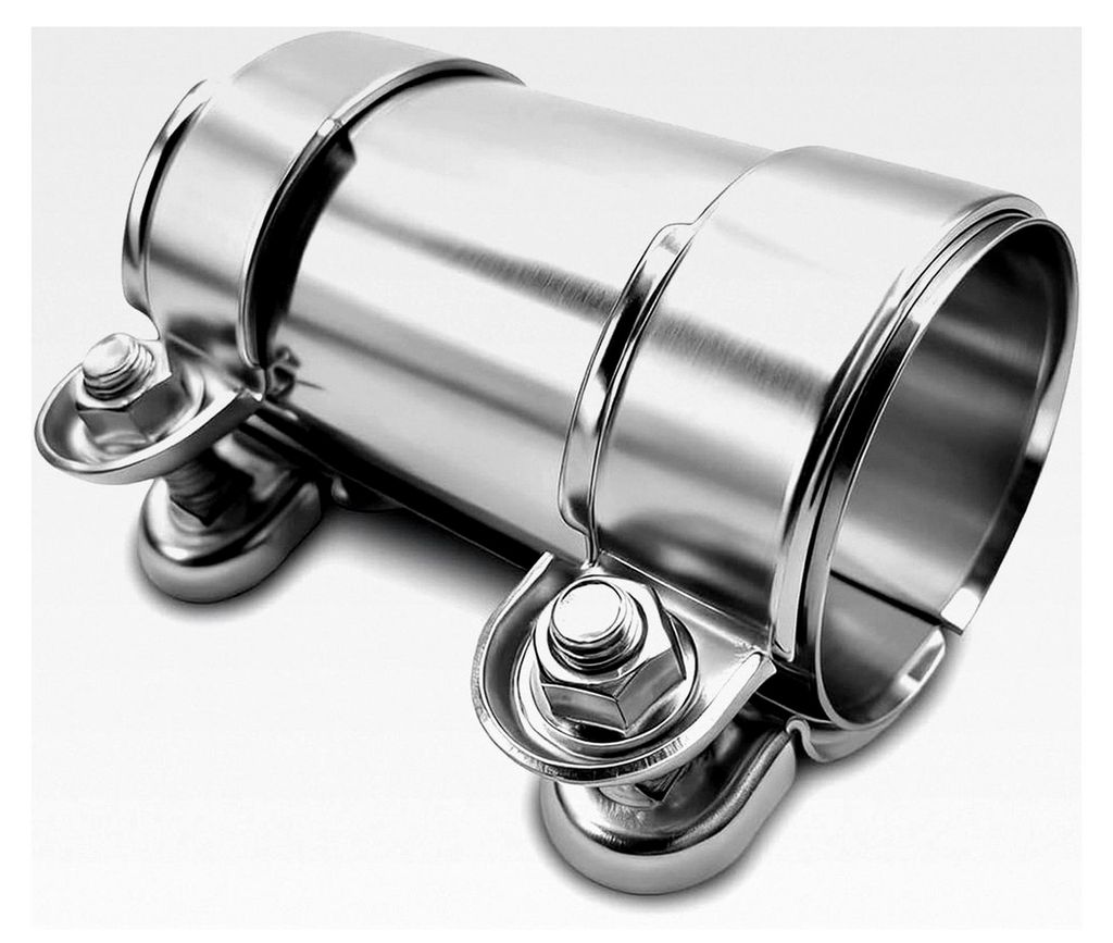 Doppelschelle Auspuffschelle 55mm, Rohrverbinder aus Edelstahl, universelle Auspuffklemme mit 2 Auspuffklemmen, für Automobile (Ø 55mm / L: 125mm)