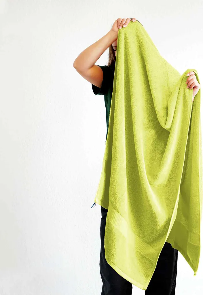 set di asciugamani in spugna Carli - 100% cotone - Oekotex 500 GSM - Asciugamano da bagno in spugna - Asciugamano da sauna, asciugamano da bagno grande 80x200 cm - Lime