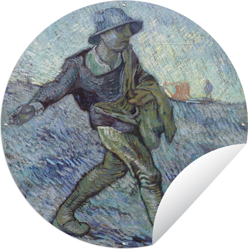 MuchoWow Gartenposter Outdoor-Poster Rund Der Sämann (nach Millet) - Vincent van Gogh Ø 150 cm Gartendeko Rundes Poster draußen