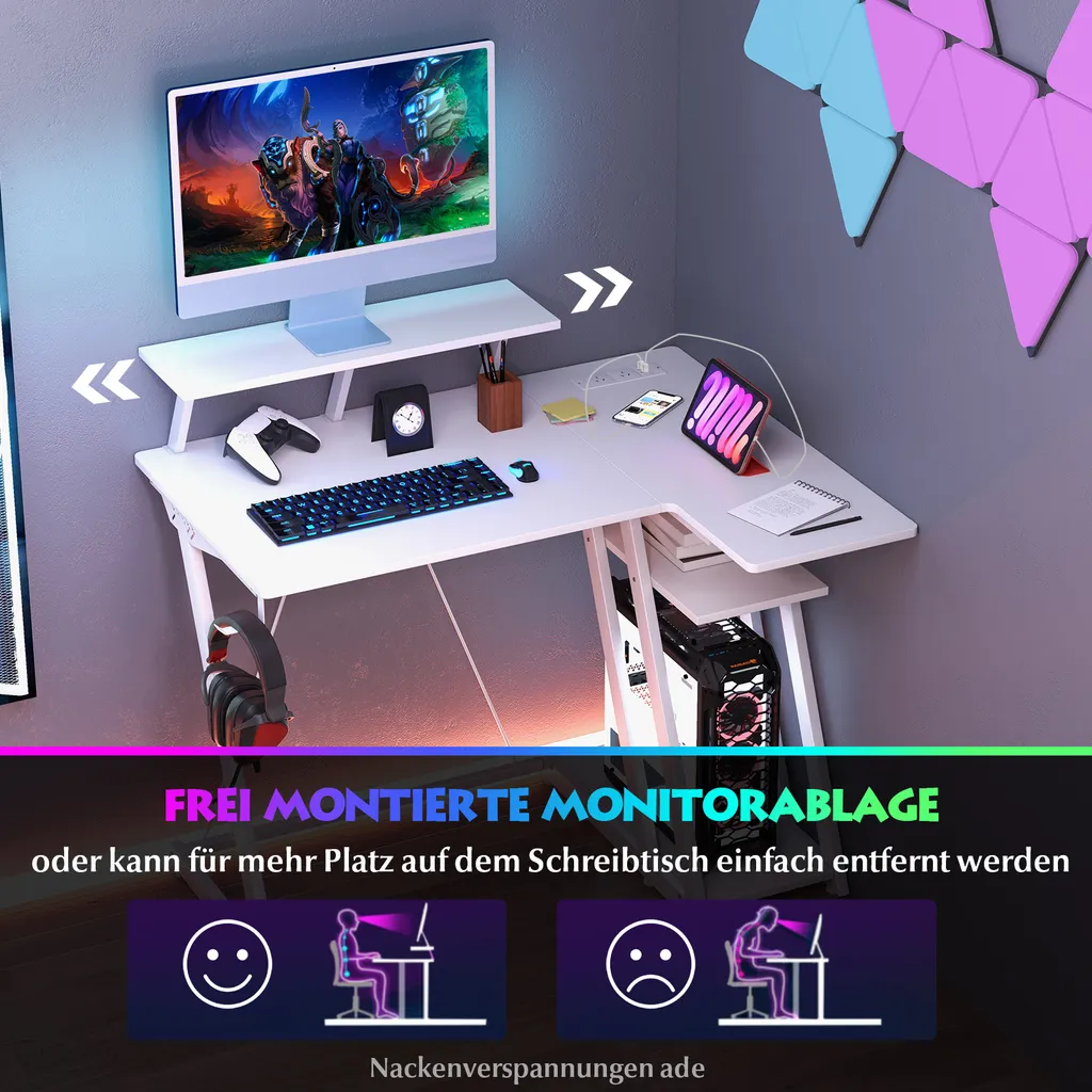 Poste de Travail Compact pour Télétravail avec Support CPU et Prises