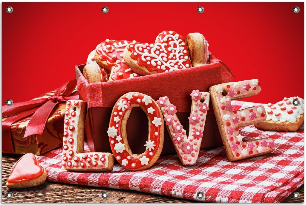 Wallario Outdoor-Poster für Garten oder Balkon, Motiv Love Bakery - Backen mit Liebe, in ca. 80 x 120 cm