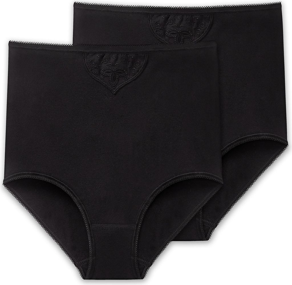 SCHIESSER Damen Maxi-Slips, 2er Pack - "Baumwolle Essentials", Maxi Pants, Baumwolle Schwarz 3XL