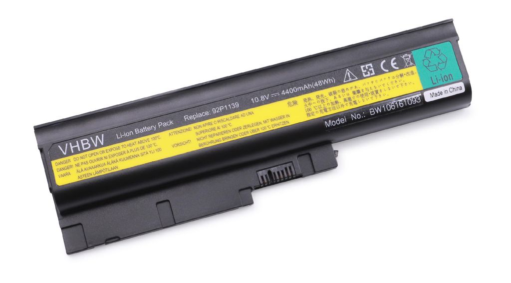 vhbw Akku Ersatz für IBM / Lenovo FRU 92P1133, FRU 92P1137, FRU 92P1139 für Notebook (4400mAh, 10,8V, Li-Ion)