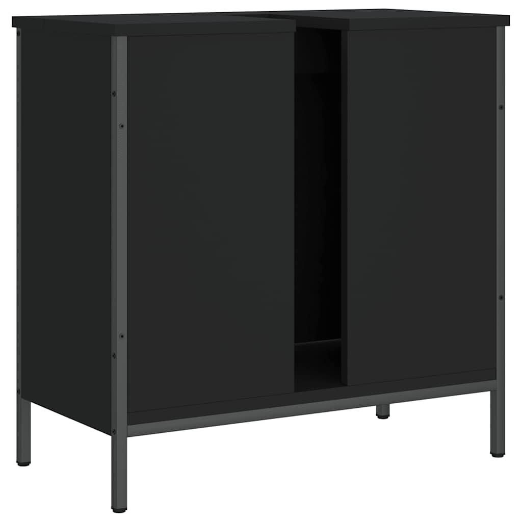 vidaXL Meuble sous-lavabo noir 60x30x60 cm bois composite Image du produit 