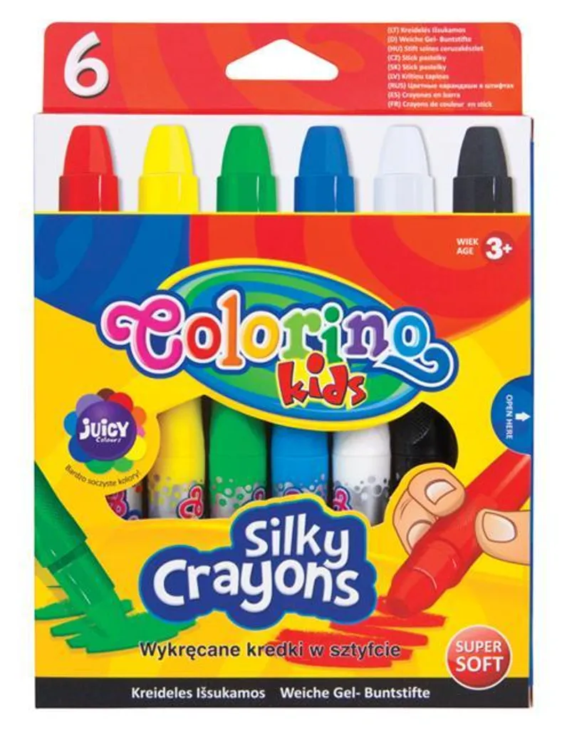 Pastelli 3in1 Colorino Silky: 6 Colori a Matita Extra Morbidi e Sicuri