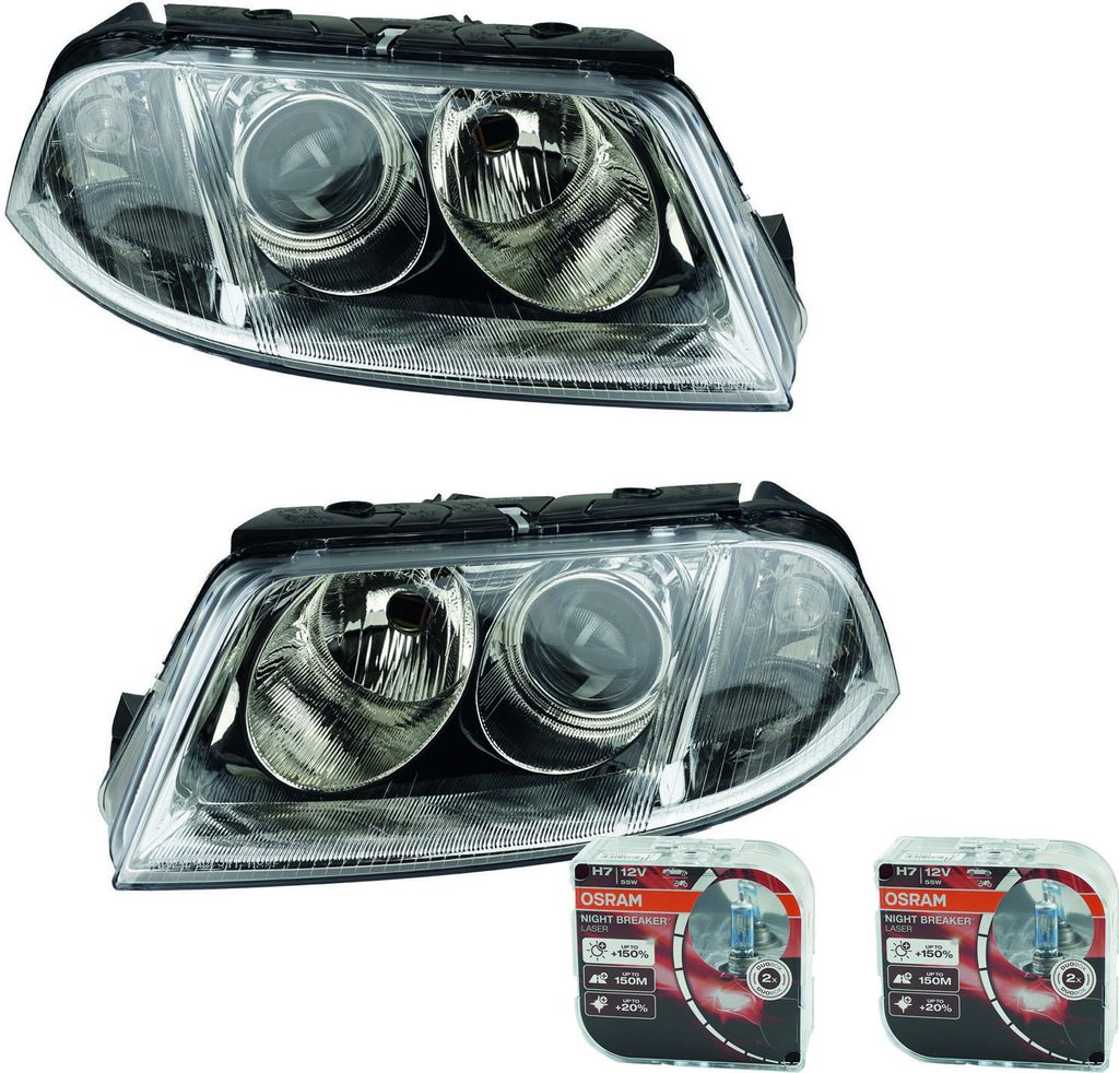 Johns, Scheinwerfer + Osram Night Breaker Laser passend für VW Passat 3B SetL R 00-05 3B0941015AK 3B0941015AN 3B0941017AG 3B0941017AK 3B0941016AK ...