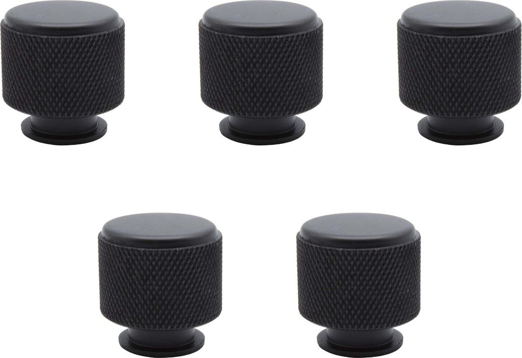 Natural Goods Berlin Möbelgriff TROMMEL, Möbelknopf, Schrankgriff, Knauf für Schublade und Tür, Schwarz, 5 Stück