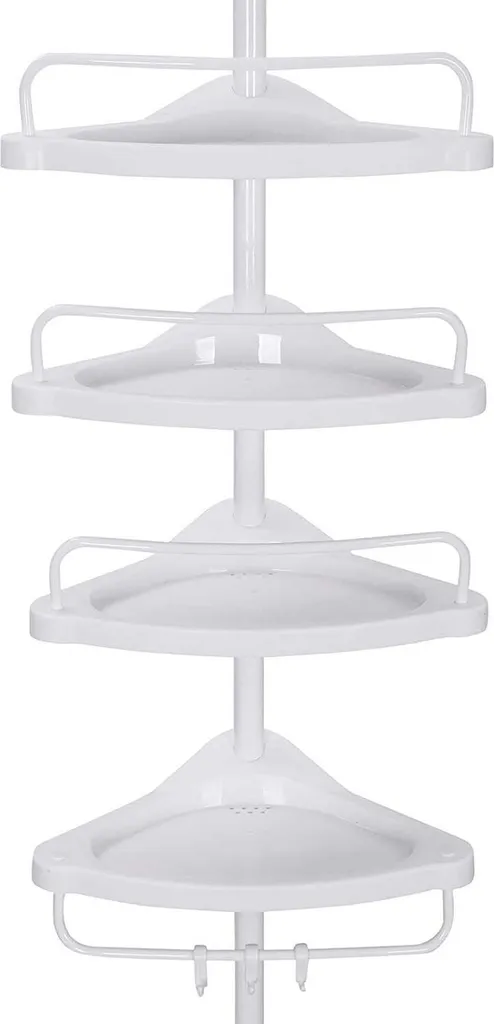 Étagère télescopique de salle de bain blanche hauteur réglable 290 cm