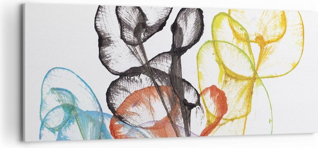 Bild auf Leinwand - Leinwandbild - Einteilig - Blumen Abstraktion Surrealismus - 100x40cm - Wand Bild - Wanddeko - Wandbilder - Leinwanddruck - Bil...