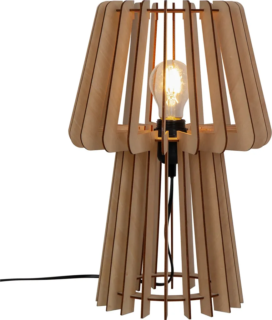 Lampe de table en bois noir ajouré au design scandinave moderne