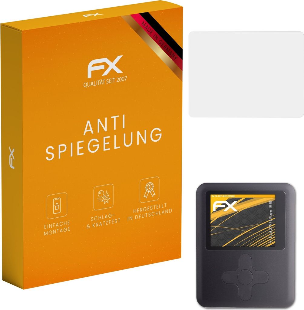 atFoliX FX-Antireflex 3x Schutzfolie kompatibel mit BtopLLC MP3 Player (16 GB) Displayfolie