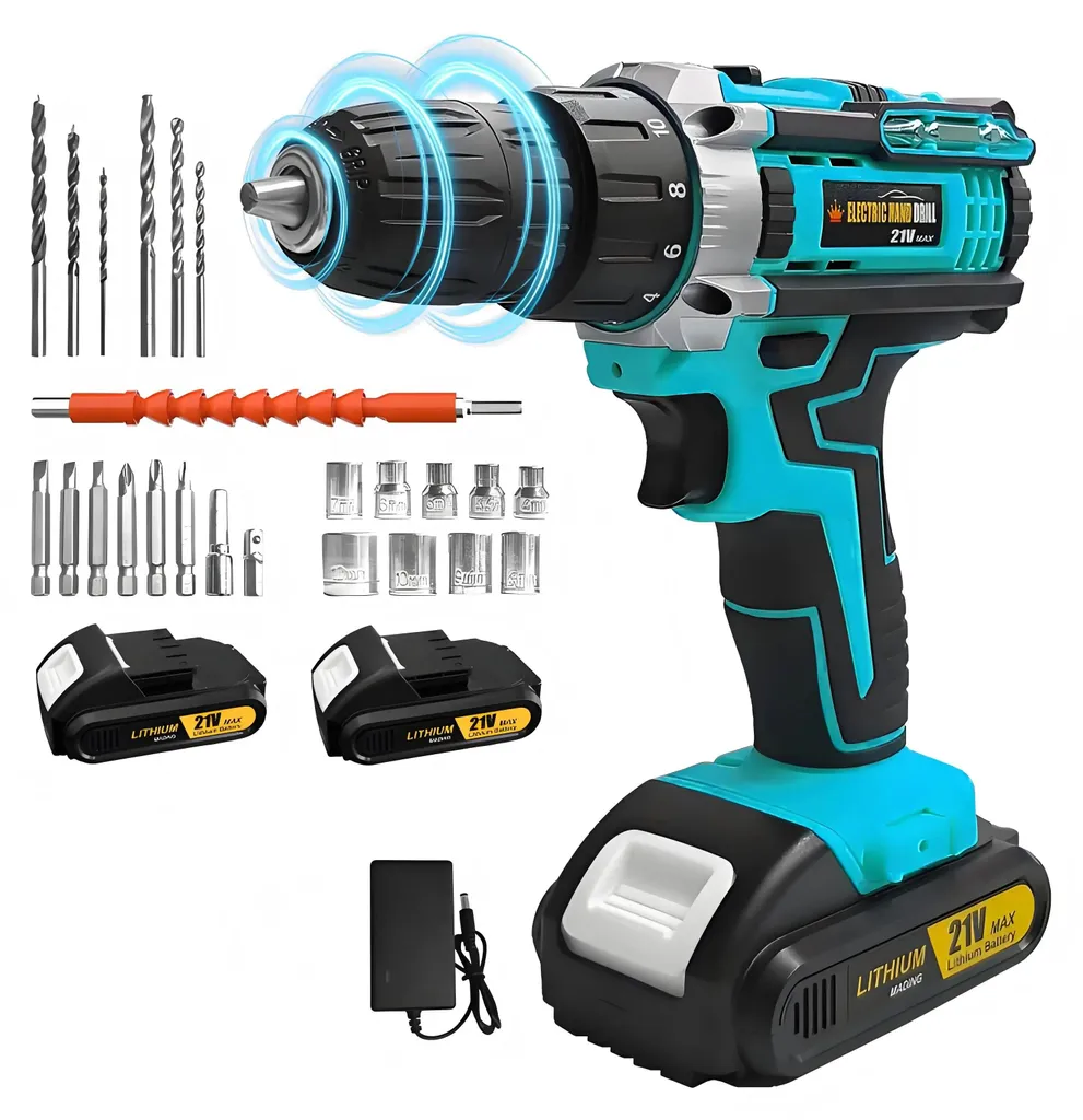 Perceuse-visseuse sans fil légère avec couple réglable et batterie 12V