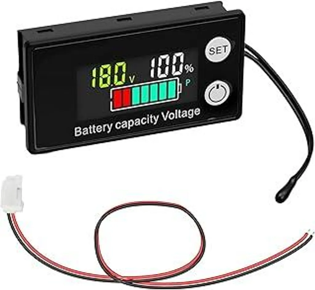 Indicatore Batteria 12V 24V 48V 72V Voltmetro LCD Allarme Auto Barca