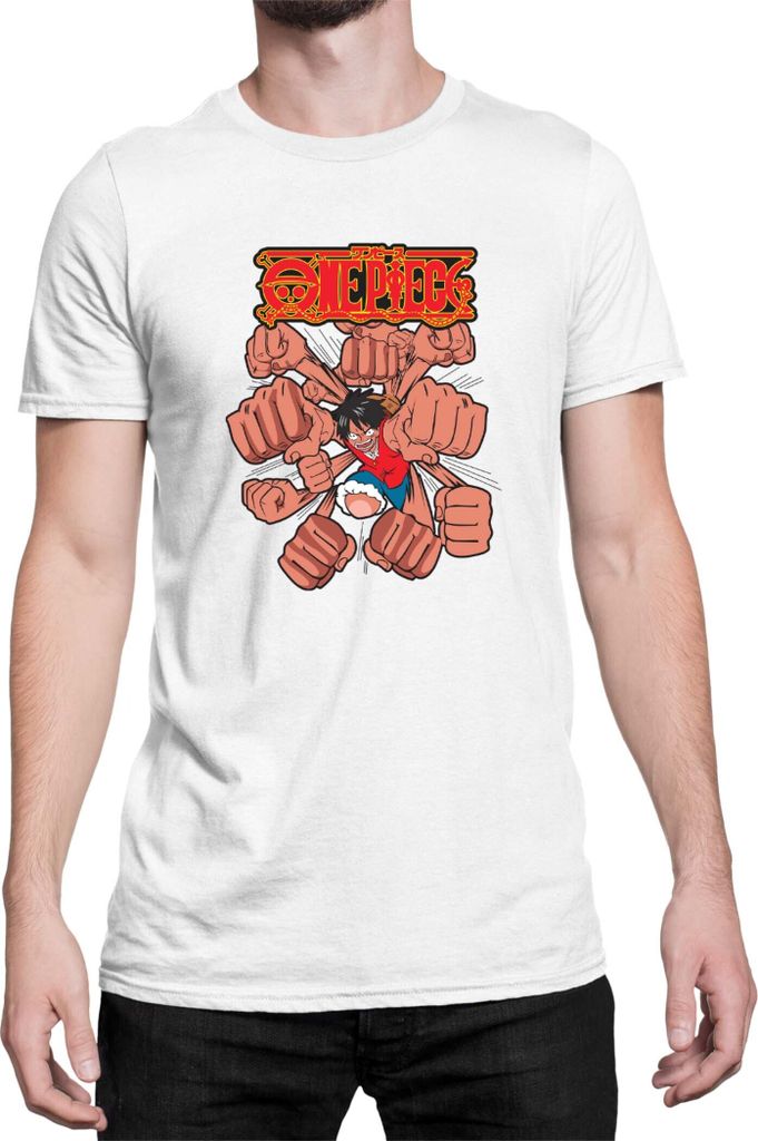 Herren T-Shirt Japan Anime Manga One Manga Piece Anime Punch One Manga Piece Anime Punch, Man 4XL / Weiß