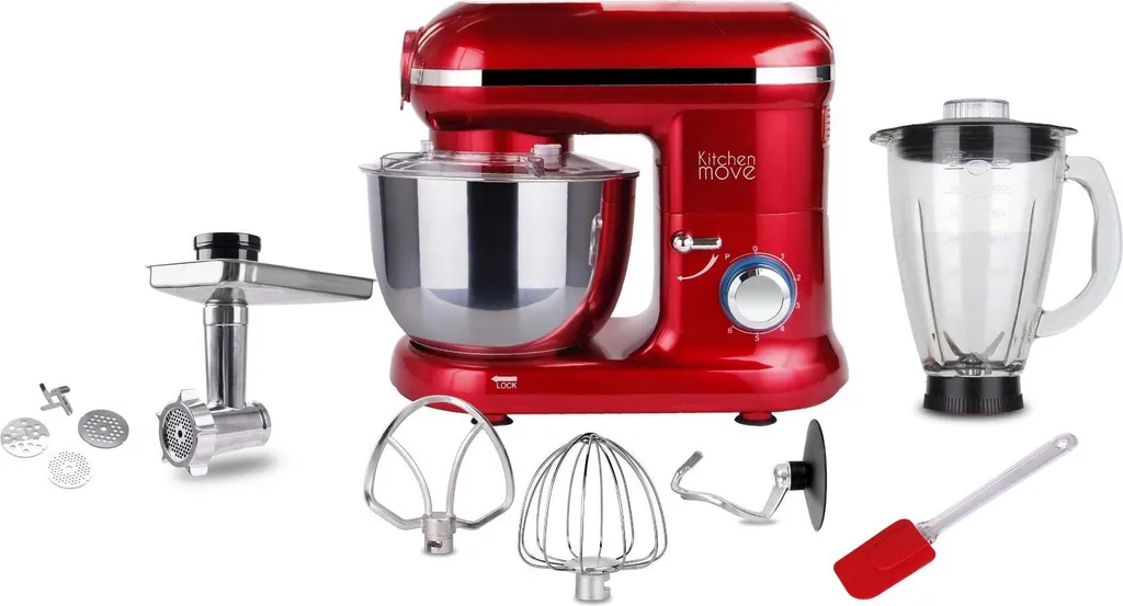 Robot Pétrin Multifonctions Rouge 5,5L 1500W Kitchen Move Dallas Pro - 2