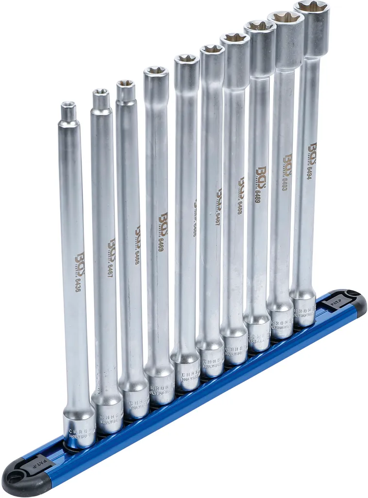 Jeu de douilles femelles Torx profil E 3/8 pouces tailles E6 à E20