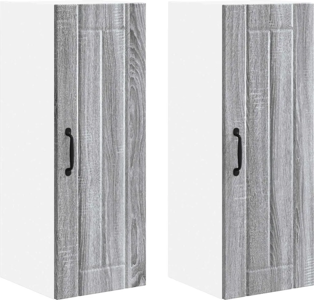 Organizza la Cucina: Set 2 Mobili 30x80cm Grigio Sonoma Legno