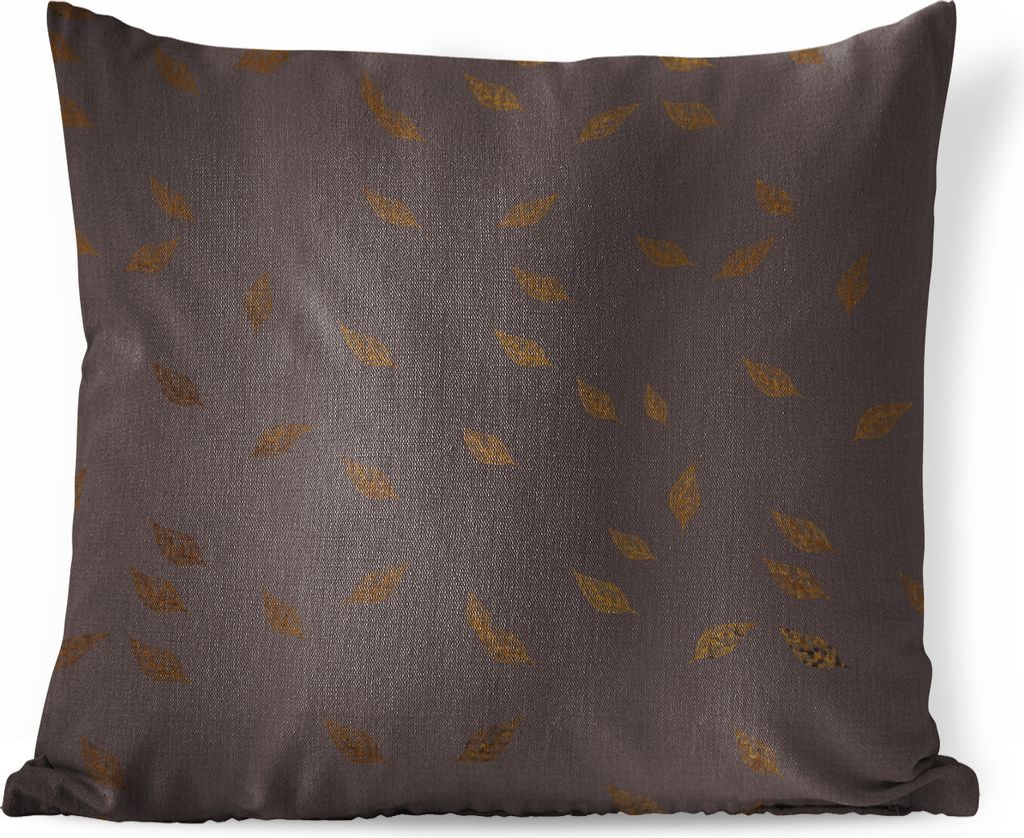 MuchoWow Zierkissen Sofakissen Wohnzimmer Dekokissen 60x60 cm Blatt - Muster - Braun - Sitzfläche - Foto Polster