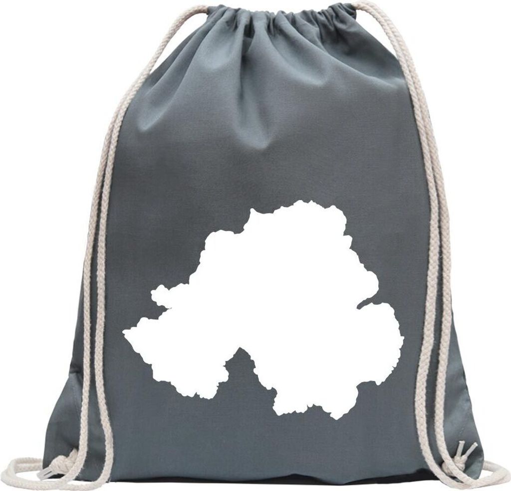 Kiwistar - Turnbeutel - stahlgrau - Nordirland - Belfast - Fun Rucksack Sport Beutel Gymsack Baumwolle mit Ziehgurt