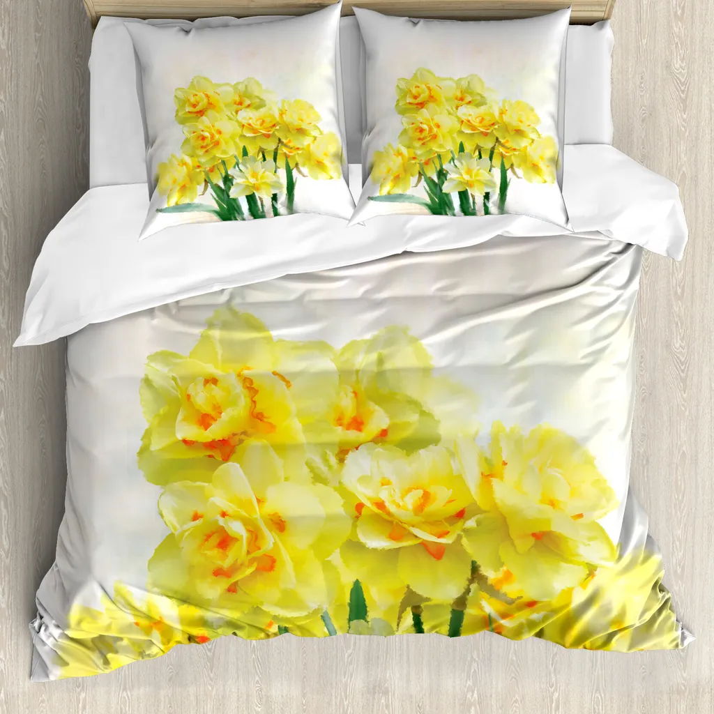 Set Letto ABAKUHAUS Antiallergico Matrimoniale - Fiore Giallo Verde