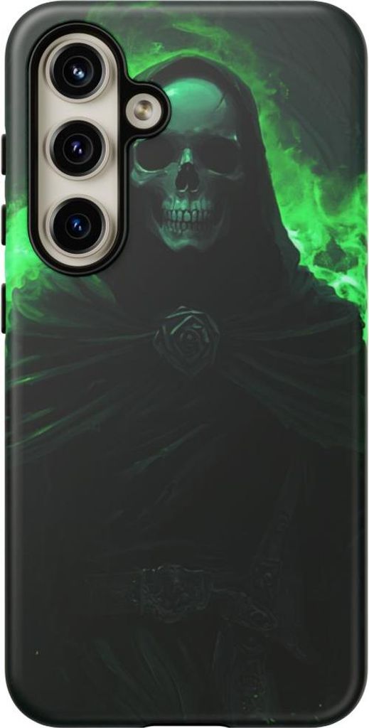 Skelett in schwarzen Roben mit grüner Magie – Hülle Kompatibel mit Galaxy S24
