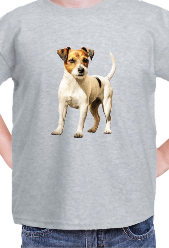 Kinder T-Shirt Dogs Breeds Russell Terrier Dog Breed 006, 5-6 Jahr - 116 / Grau