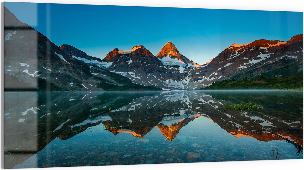 DEQORI Magnettafel Glas 100x50 cm 'Spiegelung der Stille' beschreibbar Whiteboard Küche