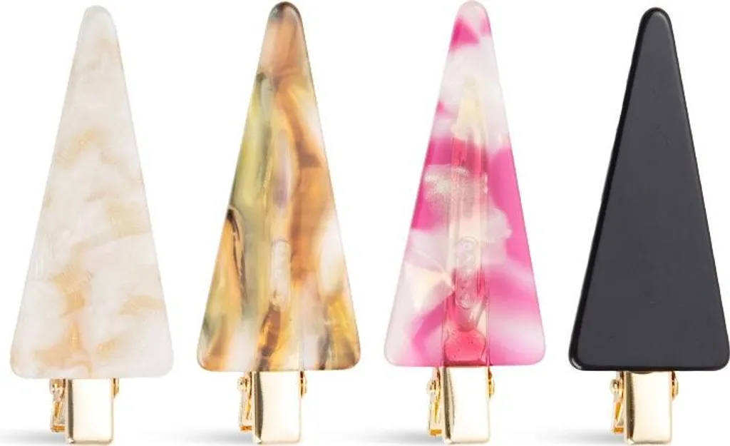 Set 4 Clip Capelli Triangolo in Acetato - Accessori Styling Colorati