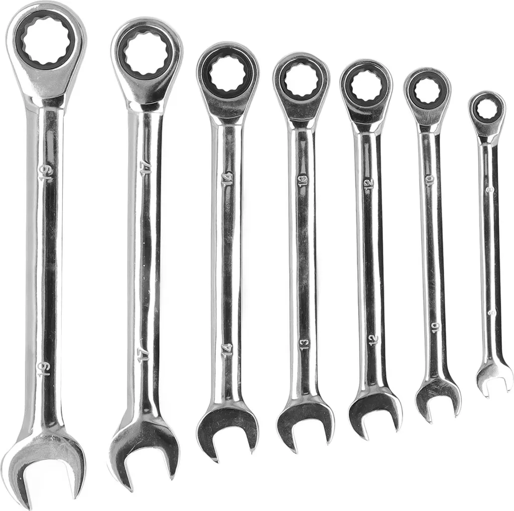 Jeu de clés à cliquet à tête fixe en acier Chrome Vanadium 12 pièces