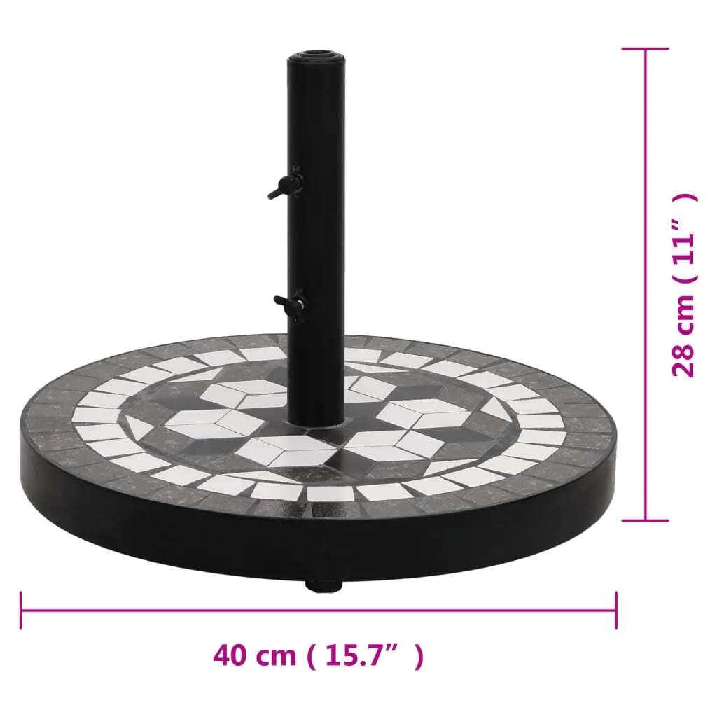 Pied de parasol pour terrasse vidaXL 12 kg - Fixation stable noir et blanc - 5