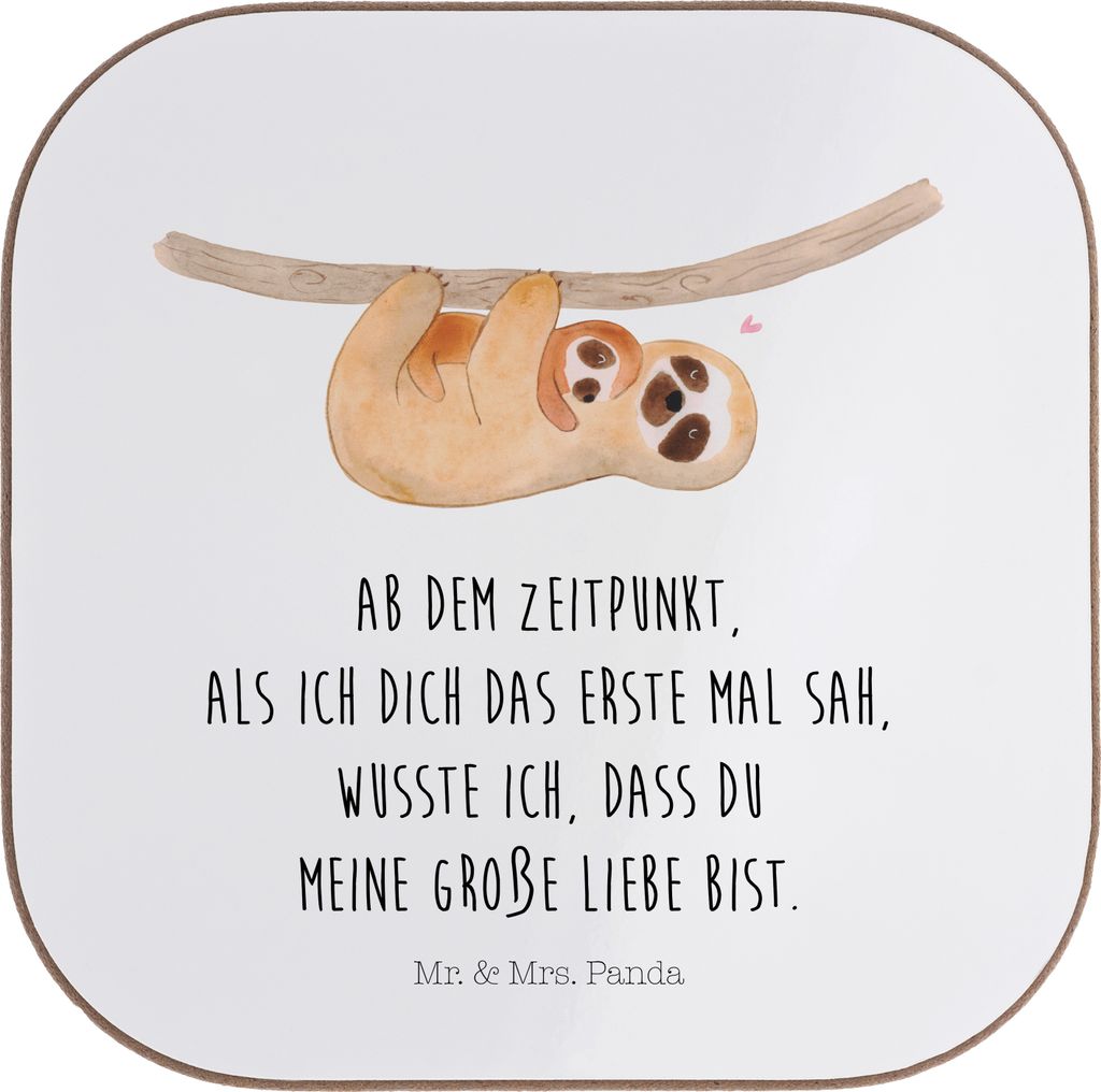 Mr. & Mrs. Panda Untersetzer Glas Faultier Kind - Weiß - Geschenk, gläseruntersetzer, Liebe, für Gläser, Mutter, Baby, Tassen, Holzuntersetzer,...