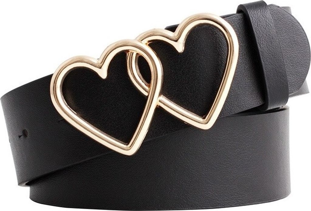 Stylischer Damen Gürtel Hearts in Schwarz – Hochwertiger Ledergürtel KP8279
