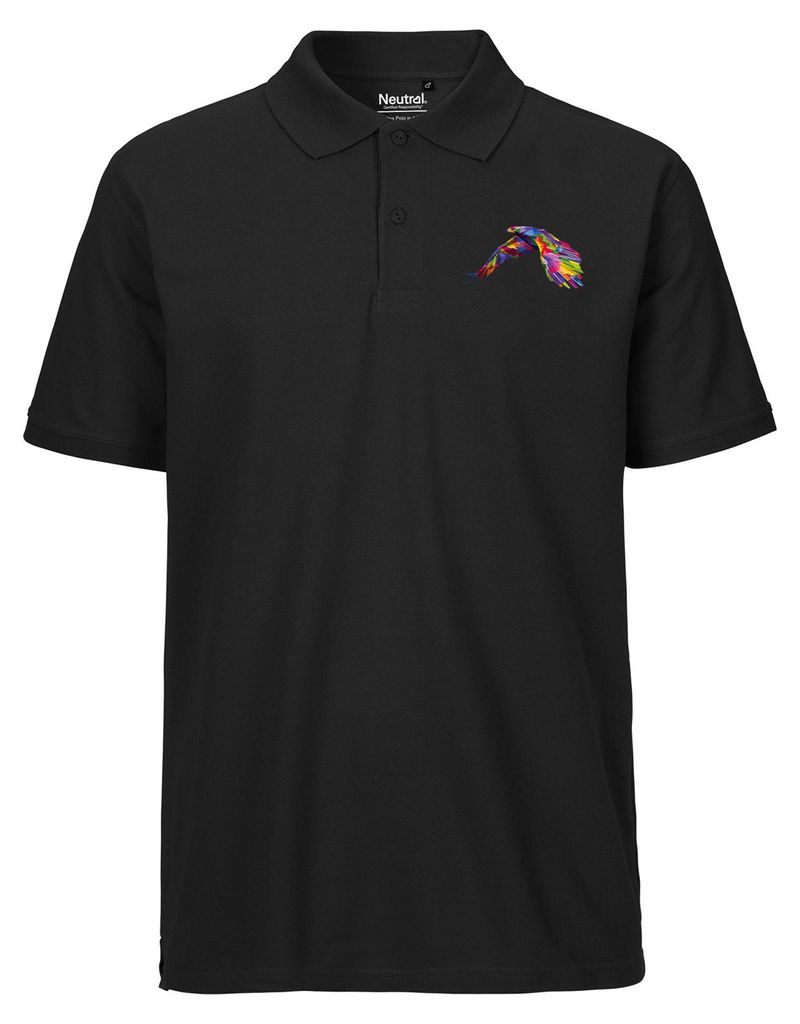 Huuraa Herren Polo Shirt Adler Colorful 3XL Black Bio Baumwolle Fairtrade Poloshirt Geschenkidee