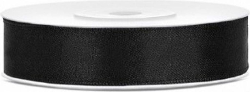 SCHWARZES Satinband Dekoband Ornamentband 12mm 25m