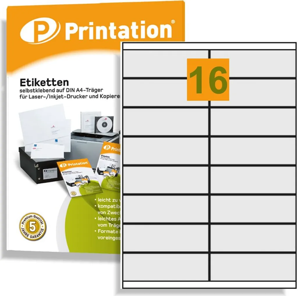 Planches d'étiquettes adhésives 105x35 mm blanches pour dossier A4