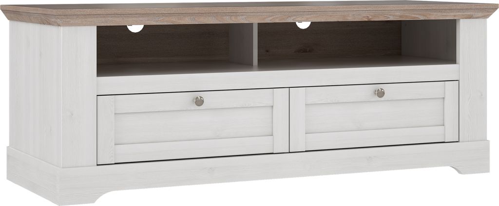 Lowboard >ILOPPA< 2 Schübe, 2 Fächer, Schnee / Nelson Eiche Nachbildung - 145,2x54x55cm BxHxT