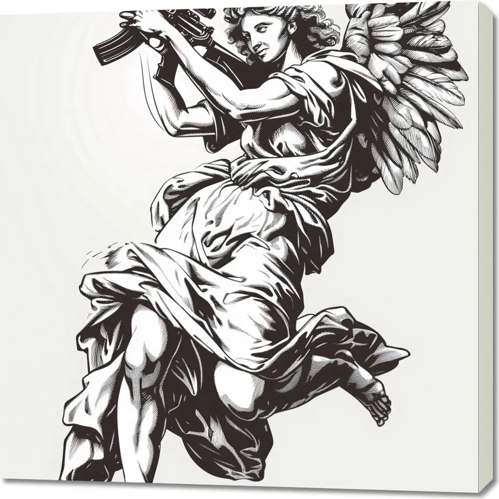 Sublimez vos Murs avec l'Image Ange de guerre 90x90 cm Carrée