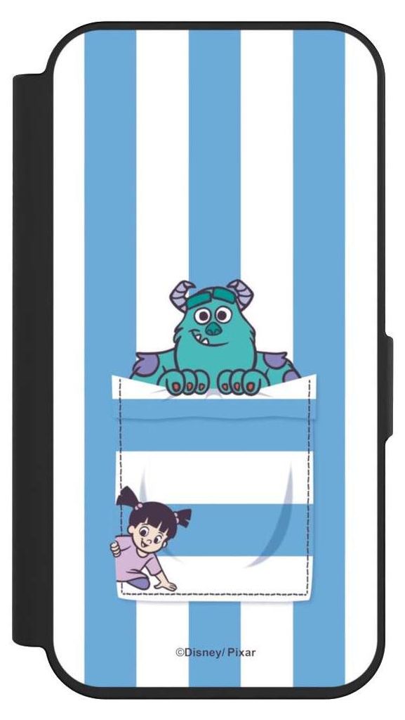 NIVOCASE Klapphülle für Apple iPhone 15 Pro Handyhülle aus Kunst Leder NIVOflip schwarz Disney Pixar Fanartikel Die Monster AG
